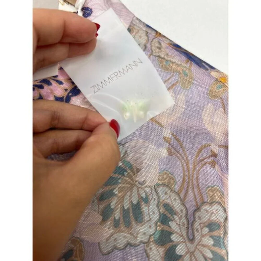 NWT Zimmerman Kaleidoscope Spliced Blouse Multicolor Spliced Floral Size: 10 - Picture 9 of 13